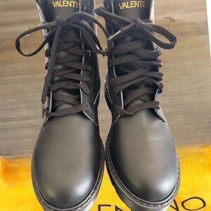 Mario Valentino Black Combat Boots for Rugged Adventures